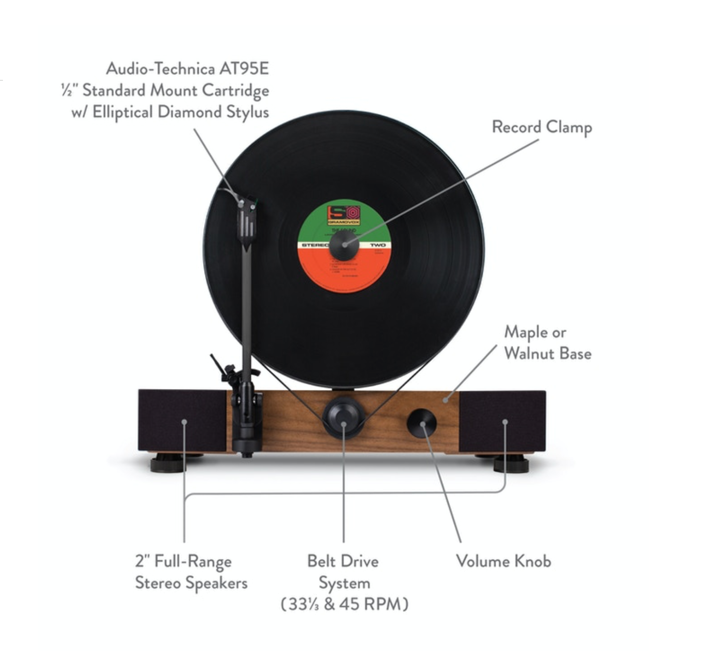 Floating Record vertical Bluetooth turntable with built-In Stereo Speakers